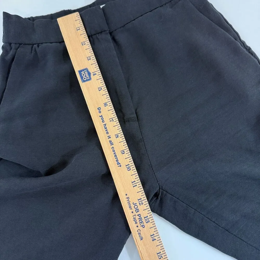 H&M Womens Size 4 Black Wide Leg Pants Linen Blend High Rise Trousers